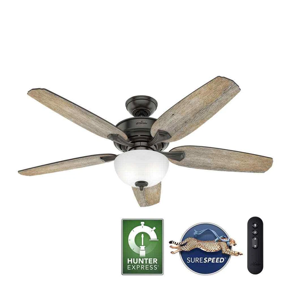 Hunter Channing 54" Express Indoor Noble Bronze Ceiling Fan Remote Light Kit - Image 3 of 4