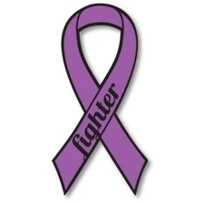 Purple Pancreatic and Leiomyosarcoma Cancer Fighter Ribbon Car Magnet Decal