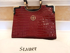 Stauer Red&black Crocodile Embossed Faux Leather Bag Nwot