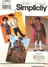 1990's Simplicity Boys' Historical Costume Pattern 7482 Size 7-12 UNCUT