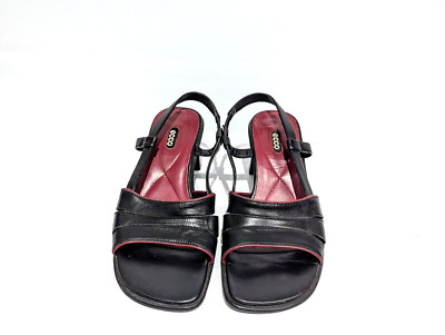 ECCO LADIES WOMENS UPPER LEATHER STURDY HEEL SANDALS SIZE 37