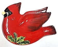 Cardinal Bird Plate Certified International Christmas Holiday