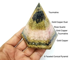 Big Orgone Pyramid Rose Quartz  & Tourmaline Real Crystal Beautiful Pyramid 