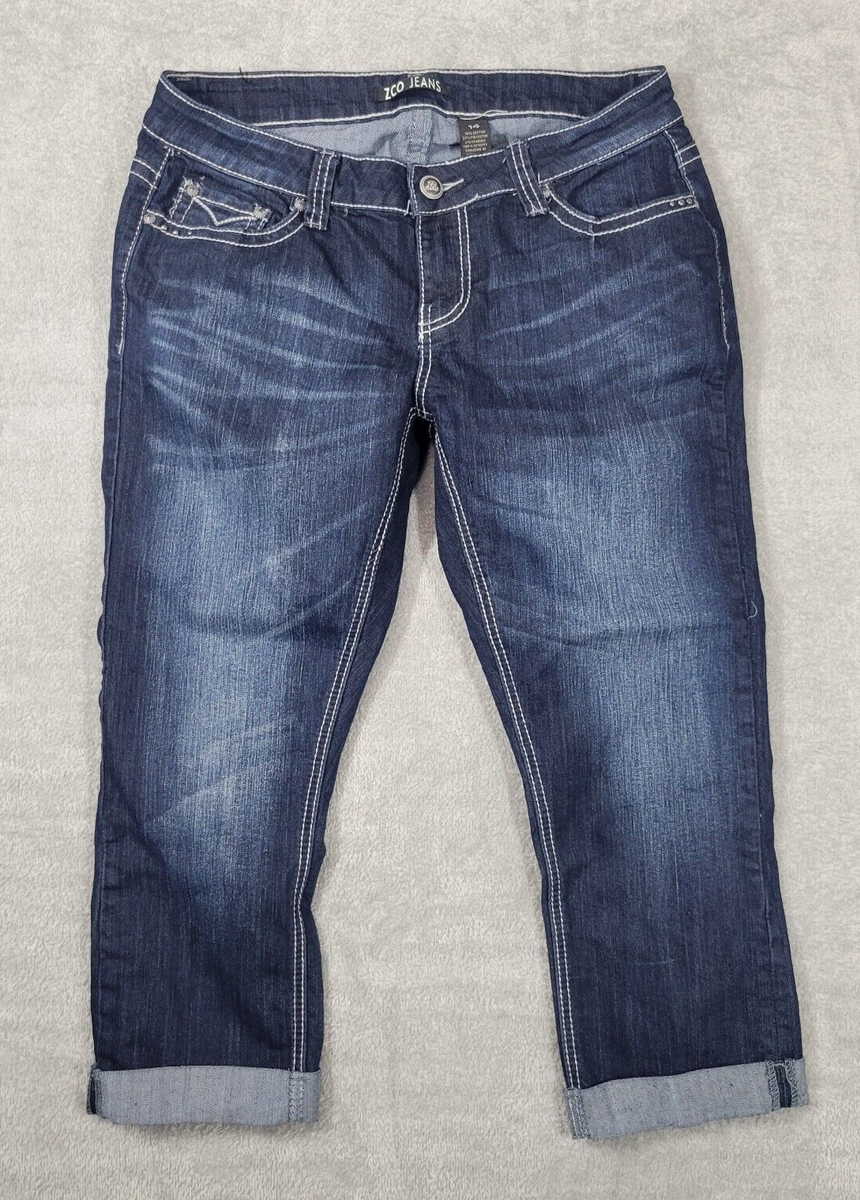 ZCO Jeans Womens 14 31x22 Cropped Wings Flap Pocket Rolled Cuff