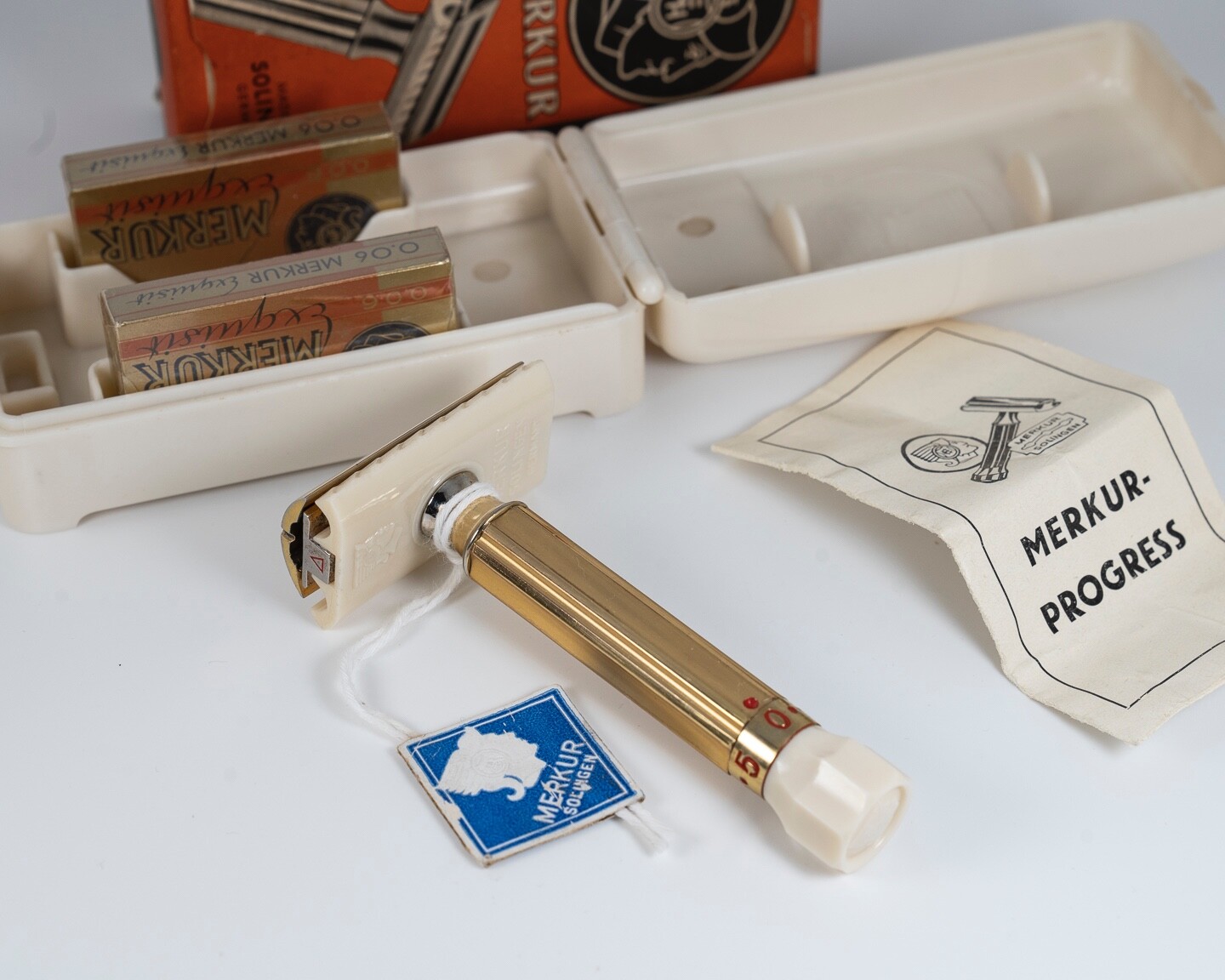 Top Rare Merkur Progress N. 520 Safety Razor Adjustable Resier Planer 50's NOS