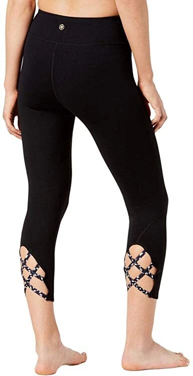 Gaiam Womens Active Wear Cut-Out Athletic Leggings Black XS