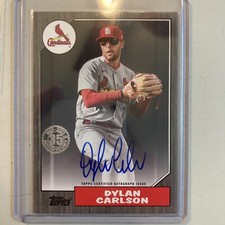 DYLAN CARLSON 2022 TOPPS BLACK PARALLEL AUTO 044/199 Cardinals 1987 On Card