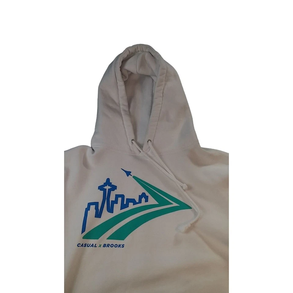 Sudadera con Capucha Brooks X Informal Industrieas Hombres Talla S Blanca Estampado Gráfico Athleisure Casua Foto 2 de 4