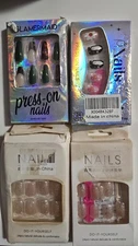 pres on nails Lot Of 4 Pack ×24 Nails In Each DAMAGED BOXES 
