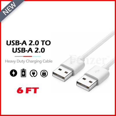 6FT USB 2.0 Type A Male to A Male White Cable -High Speed Data Transfer Charger