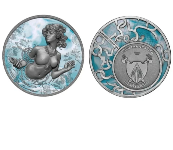 Moeda de prata 2024 Camarões Nascimento de Afrodite 2 oz .999 UHR - Imagem 2 de 3