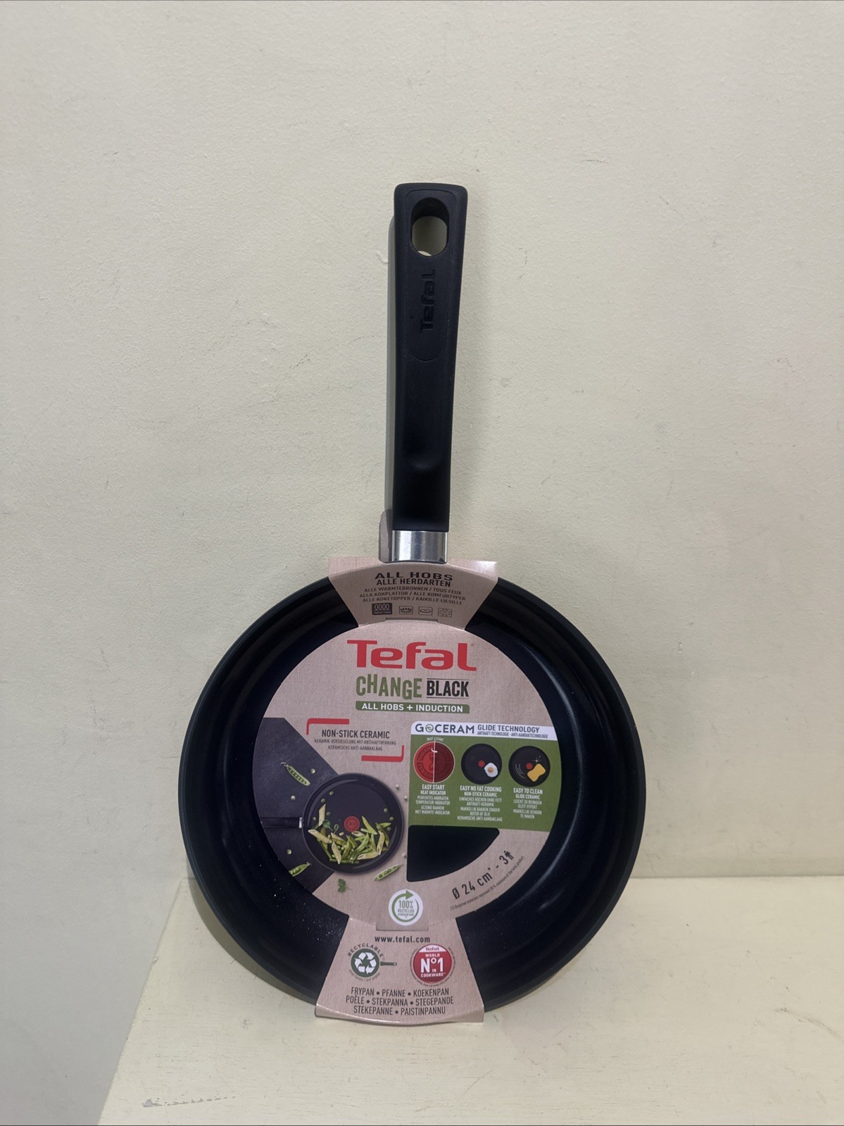 TEFAL CHANGE BLACK NON-STICK CERAMIC FRY PAN 24CM ALL HOBS+ INDUCTION