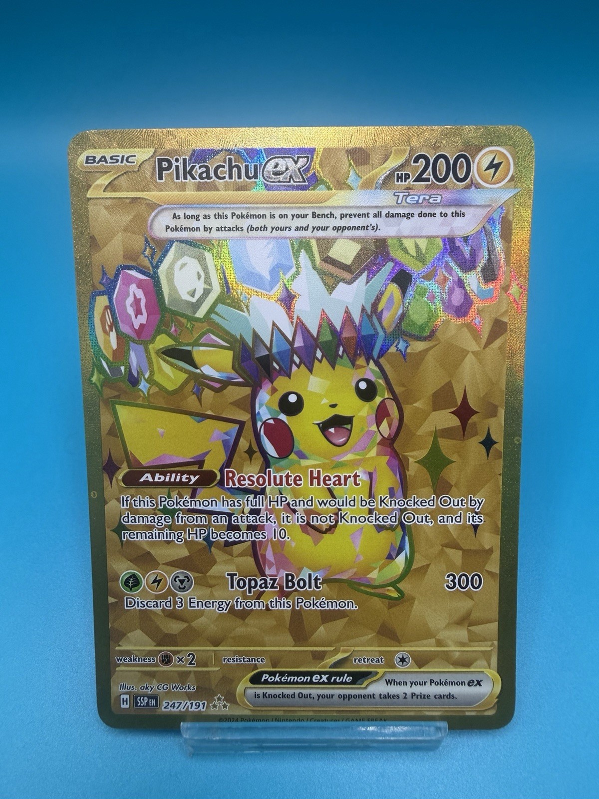 Pokémon TCG SV08 Surging Sparks Pikachu EX Hyper Rare Gold Holo Card 247/191