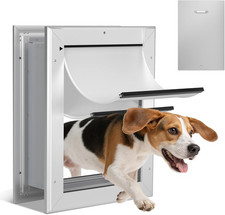 Aluminum Dog Door for Wall and Door, Double Flap Energy Efficient, Telescoping T