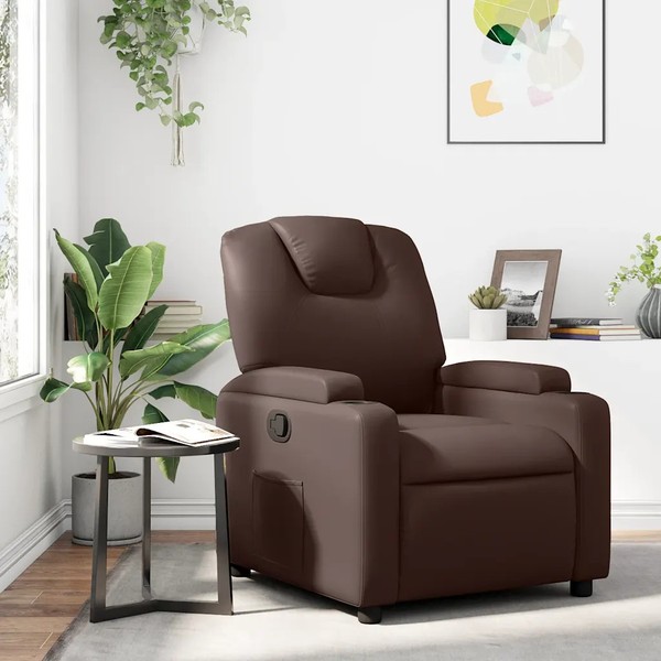 Relaxsessel Kunstleder Braun Sessel Mit Liegefunktion Fernsehsessel-image