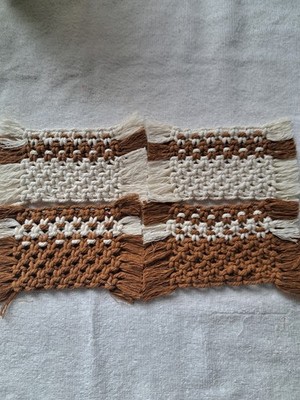 Handmade Macrame Coasters, Beige/brown, set of 4
