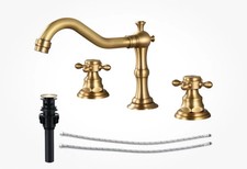 AKLFGN 8" Widespread Waterfall Bathroom Faucet 3-Hole Antique Brass w/ Drain