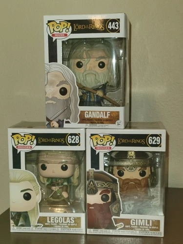 Funko Pop! lot-3 Lord of the Rings Pops - Gandalf #443, Legolas #628, Gimli #629