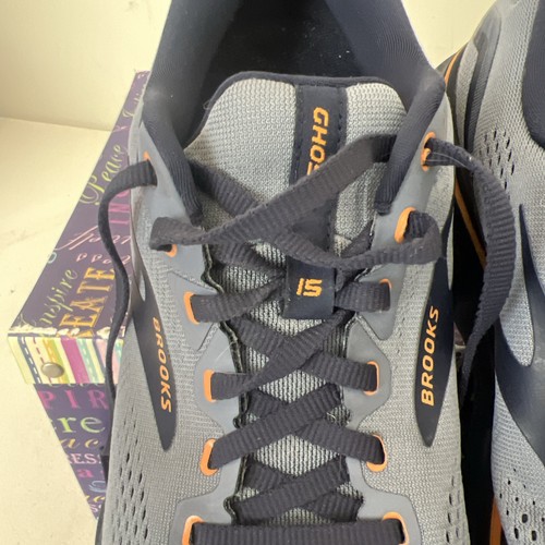 Brooks Ghost 15 Blue/Flintstone/Peacoat/Oak Running Shoes Men’s Size 10 Wide 2E - Afbeelding 20 van 22