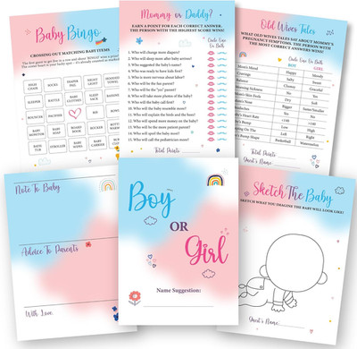 Baby Gender Reveal Games for Guests - Fun Baby Bingo for Boy or Girl Shower Game