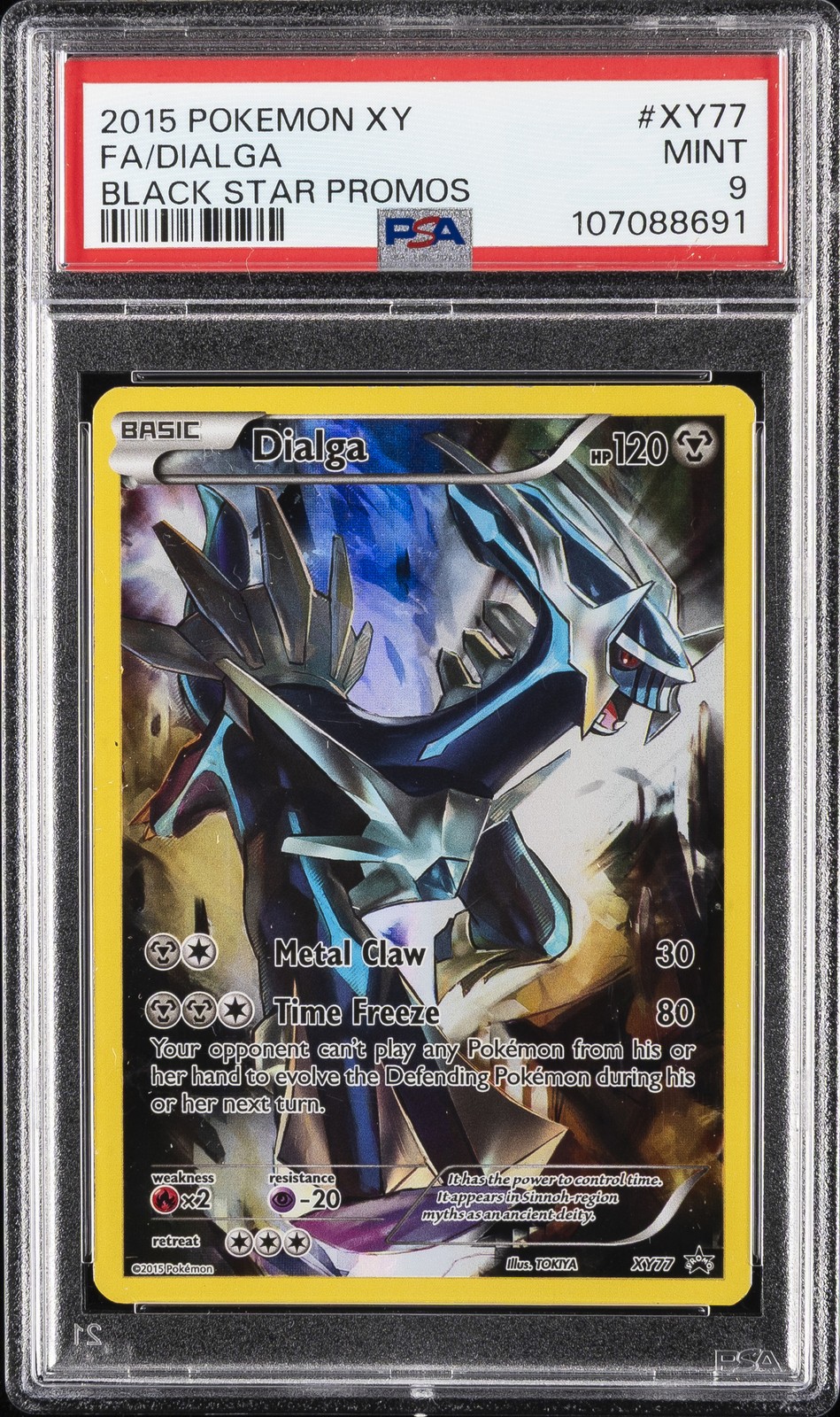 2015 POKEMON XY BLACK STAR PROMOS #XY77 FULL ART/DIALGA PSA 9