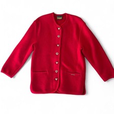 Vintage GEIGER Tyrol Red Wool Cardigan Metal Buttons S 36