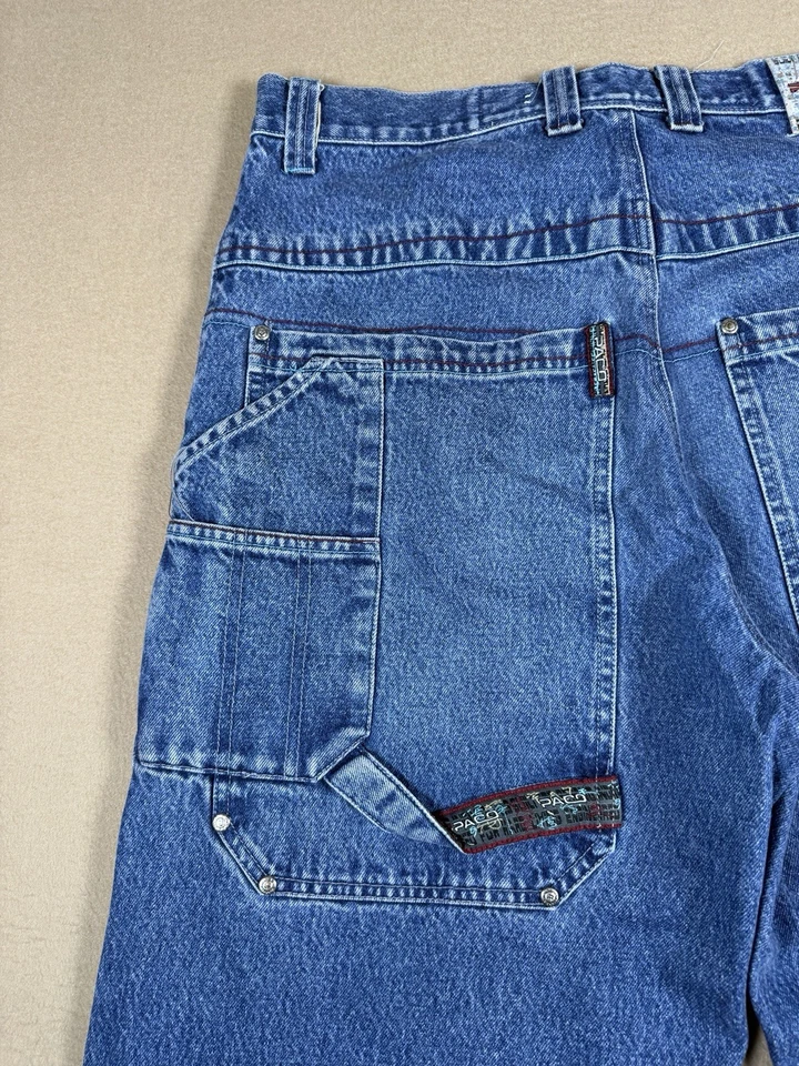 Vtg Paco Jeans Baggy Carpenter Wide Leg Deep Pocket Skater Streetwear Size 36x32 - Image 4 of 4