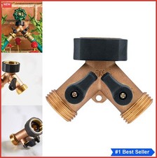 Brass Dual Outlet Faucet Adapter Heavy Duty 3/4 Inch Hose Splitter Water Flow