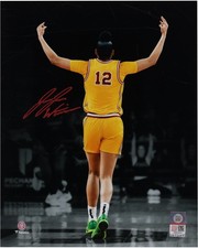 JuJu Watkins USC Trojans Signed 8x10 Arms Up Celebration Spotlight Photo-Red Ink