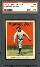 1915 Cracker Jack #63 Charles Adams - PSA 7