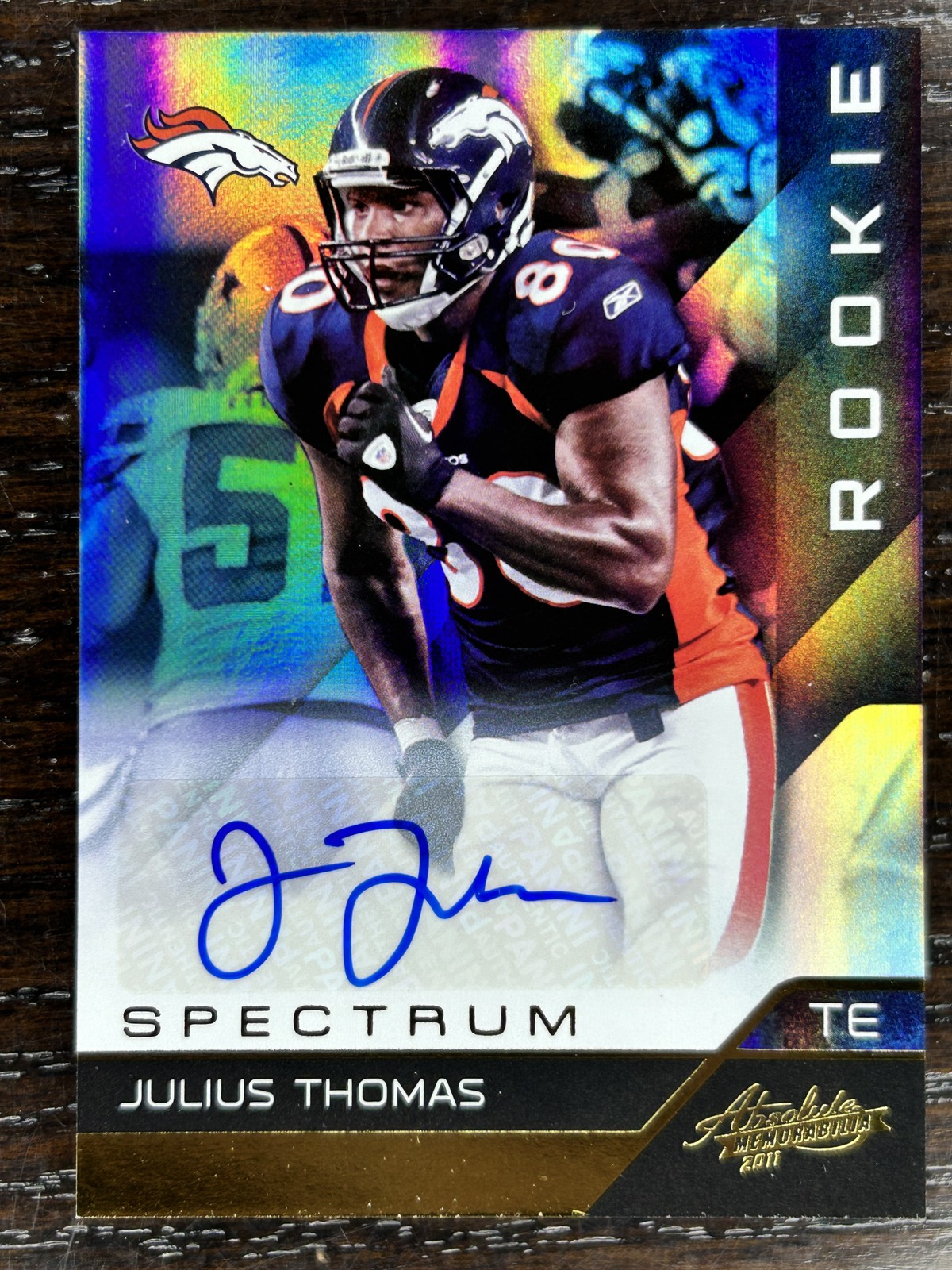 Julius Thomas Panini Absolute Memorabilia #120 Spectrum Gold Autograph