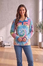 Simply Southern fleece pullover tie dye rainbow lightweight womens size XL EUC