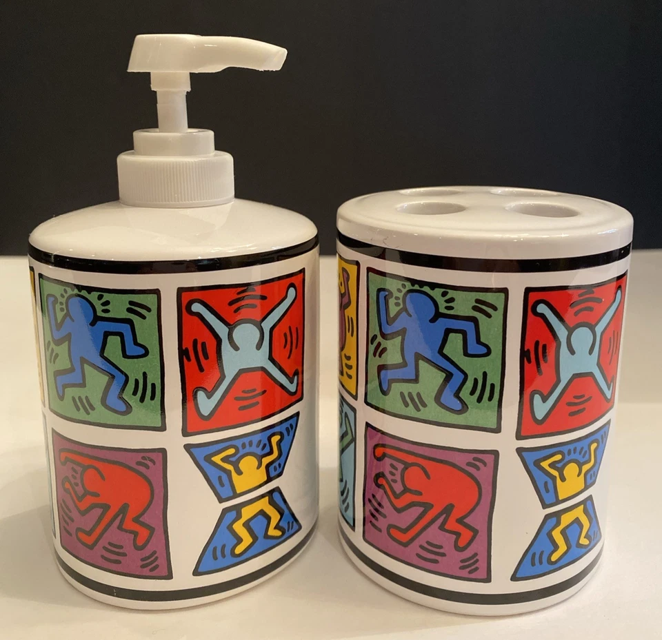 Raro Keith Haring 1996 Playboy Art Archives dispensador de sabão e suporte para escova de dentes - Imagem 3 de 4