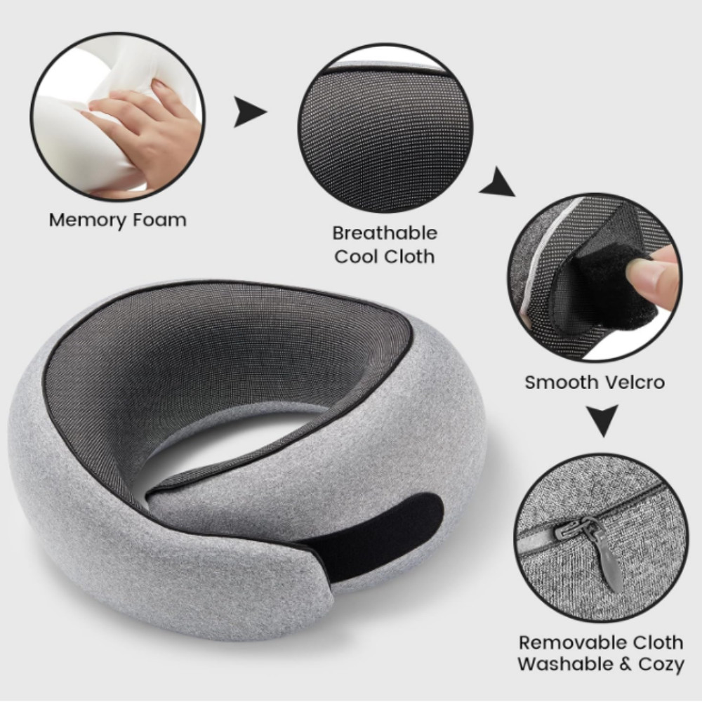 Travel Neck Pillow 100% Pure Memory Foam Pillow Chin Support Pillow Adjustable f
