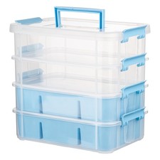 Art Supply Storage Organizer with 2 Removable Trays, 4-Layer 10QT Durable Cra...