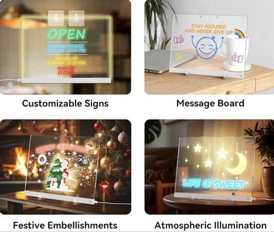 Led Drawing Board, 13.7''X10'' 6-Color Neon Glow Memo Drawing Tablet, ...