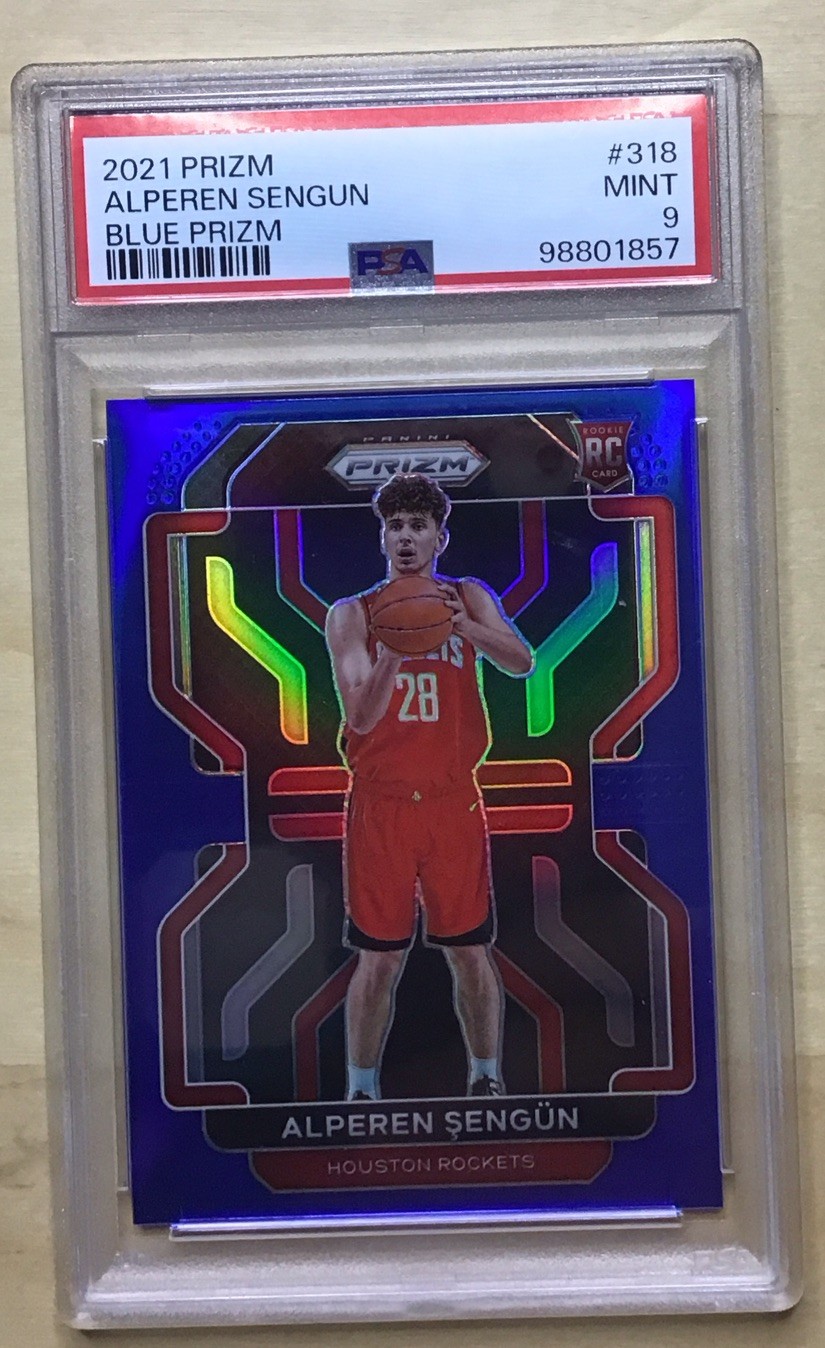 PSA 9 2021-22 Panini Prizm #318 Alperen Sengun Blue Prizm RC /199 Rockets