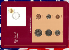 Coin Sets of All Nations Tonga w/card UNC 1,2,20 Seniti 1990 5,10,50 Senti 1981