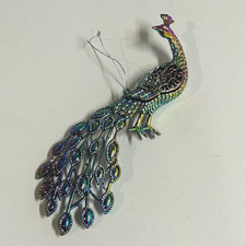 Peacock Ornament Rainbow Plastic Christmas Holiday Decor Bird Animal