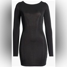 NWT Free People Call Me Later little black dress Long Sleeve Minidress