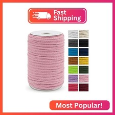 JeogYong Braided Macrame Cord 5mm x 295ft, Natural 8-Strand Braided Cotton Rope,