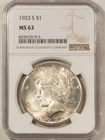 1923-S $1 PEACE DOLLAR - NGC MS-63