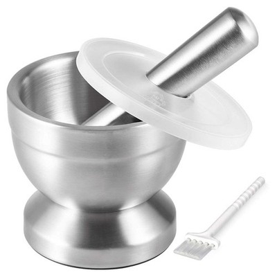 Tera 18/8 Stainless Steel Mortar and Pestle with Capacity 250ml, Silver 