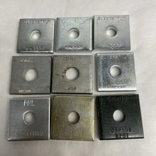 Lot of 9 Superstrut/Assorted AB241EG 3/16 X 1-1/2 Square Washer  3/8 Bolt NOS