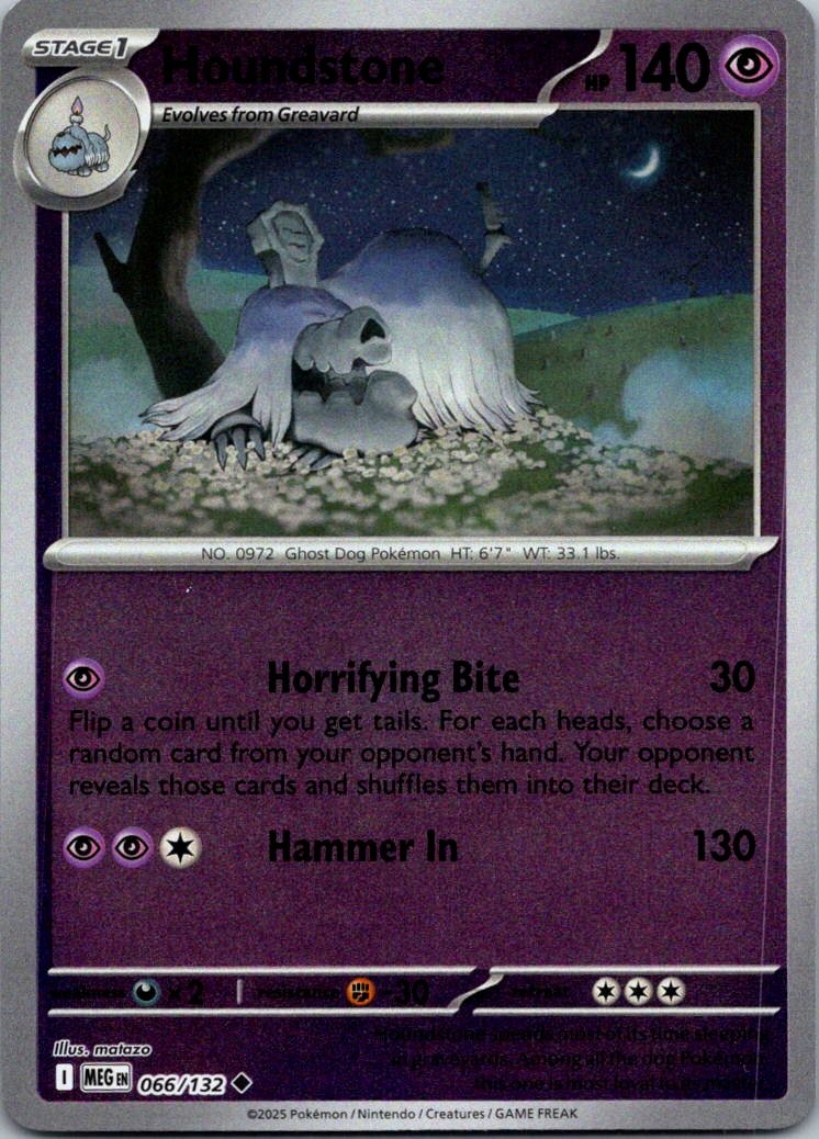 Houndstone 066/132 Uncommon Mega Evolution Pokemon Reverse Holo Near Mint