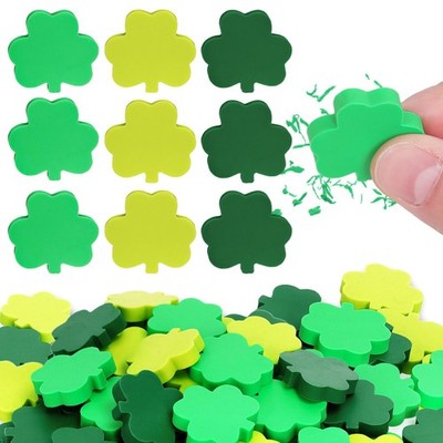 60Pcs St. Patricks'Day Mini Shamrock Erasers Irish Lucky Clover Shape Collection