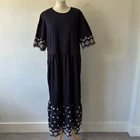 Boden Isabel Broderie Mix Maxi Dress Cotton Mix Size 20 R Navy Blue NWT *No Belt