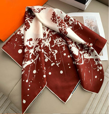 18 Momme Twill Silk Scarf Double Face Shawl 35" Bandana sphere Print Square Wrap