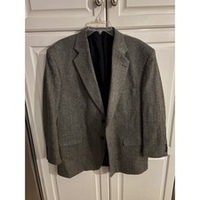 Towncraft Mens Grey Herringbone Wool Blend Blazer Sport Coat Jacket 44R 4218-4