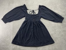 Free People Dress Women's S Black This Is Everything Smocked Mini Babydoll Boho